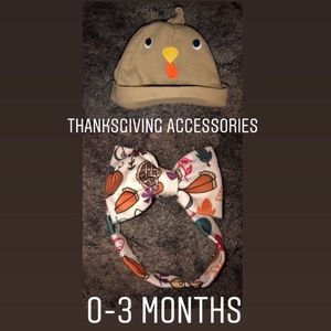 Thanksgiving accessories - hat and bow 0-3 months